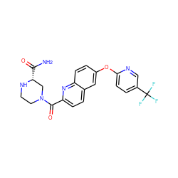 NC(=O)[C@@H]1CN(C(=O)c2ccc3cc(Oc4ccc(C(F)(F)F)cn4)ccc3n2)CCN1 ZINC001772633568