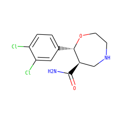 NC(=O)[C@@H]1CNCCO[C@H]1c1ccc(Cl)c(Cl)c1 ZINC000115735135
