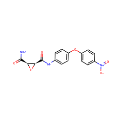 NC(=O)[C@@H]1O[C@@H]1C(=O)Nc1ccc(Oc2ccc([N+](=O)[O-])cc2)cc1 ZINC000299862254