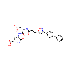 NC(=O)[C@H](CCC(=O)O)NC(=O)[C@H](CC(=O)O)NC(=O)CCc1cc(-c2ccc(-c3ccccc3)cc2)no1 ZINC000169701546