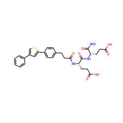 NC(=O)[C@H](CCC(=O)O)NC(=O)[C@H](CCC(=O)O)NC(=O)CCc1ccc(-c2cc(-c3ccccc3)cs2)cc1 ZINC000058661306