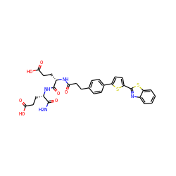 NC(=O)[C@H](CCC(=O)O)NC(=O)[C@H](CCC(=O)O)NC(=O)CCc1ccc(-c2ccc(-c3nc4ccccc4s3)s2)cc1 ZINC000169701575