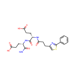 NC(=O)[C@H](CCC(=O)O)NC(=O)[C@H](CCC(=O)O)NC(=O)CCc1csc(-c2ccccc2)n1 ZINC000169701556