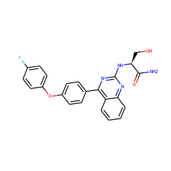 NC(=O)[C@H](CO)Nc1nc(-c2ccc(Oc3ccc(F)cc3)cc2)c2ccccc2n1 ZINC000115759973