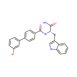 NC(=O)[C@H](Cc1c[nH]c2ccccc12)NC(=O)c1ccc(-c2cccc(O)c2)cc1 ZINC000058574913