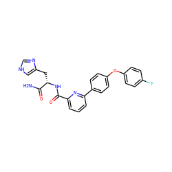 NC(=O)[C@H](Cc1c[nH]cn1)NC(=O)c1cccc(-c2ccc(Oc3ccc(F)cc3)cc2)n1 ZINC000113666717