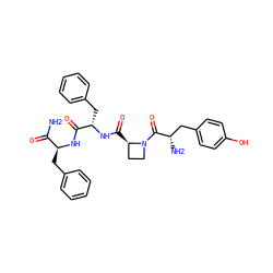 NC(=O)[C@H](Cc1ccccc1)NC(=O)[C@H](Cc1ccccc1)NC(=O)[C@@H]1CCN1C(=O)[C@@H](N)Cc1ccc(O)cc1 ZINC000070631569