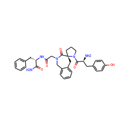 NC(=O)[C@H](Cc1ccccc1)NC(=O)CN1Cc2ccccc2C[C@]2(CCCN2C(=O)[C@@H](N)Cc2ccc(O)cc2)C1=O ZINC000096319033