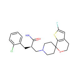 NC(=O)[C@H](Cc1ccccc1Cl)CN1CCC2(CC1)OCCc1cc(F)sc12 ZINC000095558619
