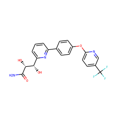 NC(=O)[C@H](O)[C@@H](O)c1cccc(-c2ccc(Oc3ccc(C(F)(F)F)cn3)cc2)n1 ZINC000205477571