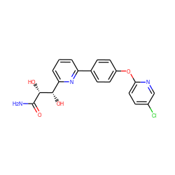 NC(=O)[C@H](O)[C@@H](O)c1cccc(-c2ccc(Oc3ccc(Cl)cn3)cc2)n1 ZINC000205477609