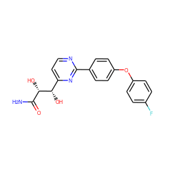 NC(=O)[C@H](O)[C@@H](O)c1ccnc(-c2ccc(Oc3ccc(F)cc3)cc2)n1 ZINC000205474192