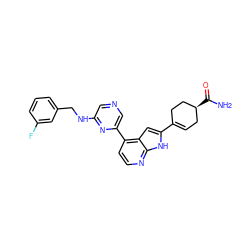 NC(=O)[C@H]1CC=C(c2cc3c(-c4cncc(NCc5cccc(F)c5)n4)ccnc3[nH]2)CC1 ZINC000220287034