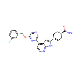 NC(=O)[C@H]1CC=C(c2cc3c(-c4cncc(OCc5cccc(F)c5)n4)ccnc3[nH]2)CC1 ZINC000220267793