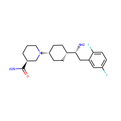 NC(=O)[C@H]1CCCN([C@H]2CC[C@@H]([C@H](N)Cc3cc(F)ccc3F)CC2)C1 ZINC000101403007
