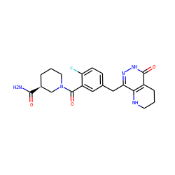 NC(=O)[C@H]1CCCN(C(=O)c2cc(Cc3n[nH]c(=O)c4c3NCCC4)ccc2F)C1 ZINC000140972251