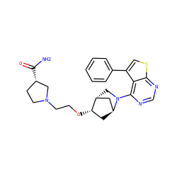NC(=O)[C@H]1CCN(CCO[C@H]2C[C@H]3C[C@H]2CN3c2ncnc3scc(-c4ccccc4)c23)C1 ZINC000223010224