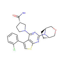 NC(=O)[C@H]1CCN(c2nc(N3[C@H]4CC[C@H]3COC4)nc3scc(-c4ccccc4Cl)c23)C1 ZINC000223007477