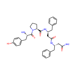 NC(=O)C[C@H](Cc1ccccc1)NC(=O)C[C@H](Cc1ccccc1)NC(=O)[C@@H]1CCCN1C(=O)[C@@H](N)Cc1ccc(O)cc1 ZINC000096921682