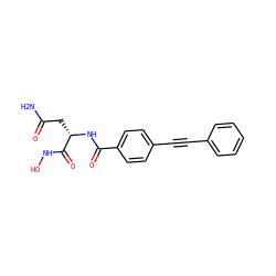 NC(=O)C[C@H](NC(=O)c1ccc(C#Cc2ccccc2)cc1)C(=O)NO ZINC000096909798