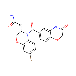 NC(=O)C[C@H]1COc2cc(Br)ccc2N1C(=O)c1ccc2c(c1)NC(=O)CO2 ZINC001772623091