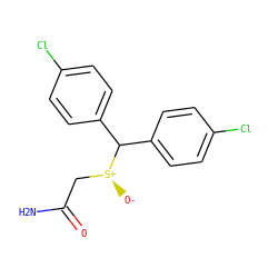 NC(=O)C[S@+]([O-])C(c1ccc(Cl)cc1)c1ccc(Cl)cc1 ZINC000066077057