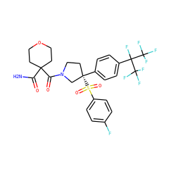 NC(=O)C1(C(=O)N2CC[C@](c3ccc(C(F)(C(F)(F)F)C(F)(F)F)cc3)(S(=O)(=O)c3ccc(F)cc3)C2)CCOCC1 ZINC001772643565