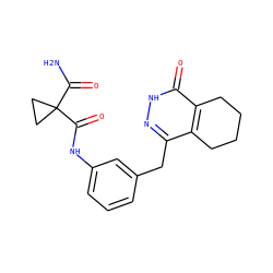 NC(=O)C1(C(=O)Nc2cccc(Cc3n[nH]c(=O)c4c3CCCC4)c2)CC1 ZINC000169178709