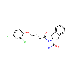 NC(=O)C1(NC(=O)CCCOc2ccc(Cl)cc2Cl)Cc2ccccc2C1 ZINC000026382088