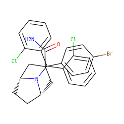 NC(=O)C1(c2ccc(Br)cc2)C[C@@H]2CC[C@H](C1)N2C(c1ccccc1Cl)c1ccccc1Cl ZINC000042851978