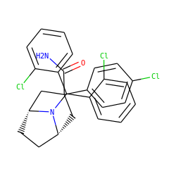 NC(=O)C1(c2ccc(Cl)cc2)C[C@@H]2CC[C@H](C1)N2C(c1ccccc1Cl)c1ccccc1Cl ZINC000040891508