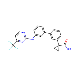 NC(=O)C1(c2cccc(-c3cccc(Nc4nccc(C(F)(F)F)n4)c3)c2)CC1 ZINC001772571583