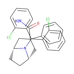 NC(=O)C1(c2ccccc2)C[C@@H]2CC[C@H](C1)N2C(c1ccccc1Cl)c1ccccc1Cl ZINC000034951367