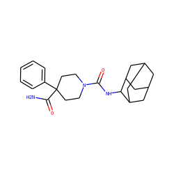 NC(=O)C1(c2ccccc2)CCN(C(=O)NC2C3CC4CC(C3)CC2C4)CC1 ZINC000045388239