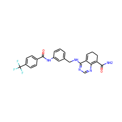 NC(=O)C1=c2ncnc(NCc3cccc(NC(=O)c4ccc(C(F)(F)F)cc4)c3)c2=CCC1 ZINC000168215539