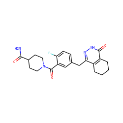 NC(=O)C1CCN(C(=O)c2cc(Cc3n[nH]c(=O)c4c3CCCC4)ccc2F)CC1 ZINC000148125782