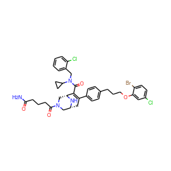 NC(=O)CCCC(=O)N1C[C@H]2N[C@H](CC(c3ccc(CCCOc4cc(Cl)ccc4Br)cc3)=C2C(=O)N(Cc2ccccc2Cl)C2CC2)C1 ZINC000095615699