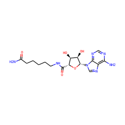 NC(=O)CCCCCNC(=O)[C@H]1O[C@@H](n2cnc3c(N)ncnc32)[C@H](O)[C@@H]1O ZINC000040953083