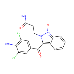 NC(=O)CCn1c(C(=O)c2cc(Cl)c(N)c(Cl)c2)c2ccccc2[n+]1[O-] ZINC000015934848