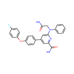 NC(=O)CN(c1ccccc1)c1cc(-c2ccc(Oc3ccc(F)cc3)cc2)cc(C(N)=O)n1 ZINC000114593167