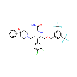 NC(=O)CN[C@H](COCc1cc(C(F)(F)F)cc(C(F)(F)F)c1)[C@@H](CCN1CCC(O)(c2ccccc2)CC1)c1ccc(Cl)c(Cl)c1 ZINC000026395730