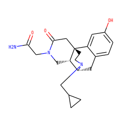 NC(=O)CN1C[C@H]2[C@H]3Cc4ccc(O)cc4[C@@]2(CCN3CC2CC2)CC1=O ZINC000169711844