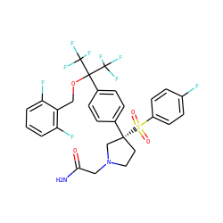 NC(=O)CN1CC[C@@](c2ccc(C(OCc3c(F)cccc3F)(C(F)(F)F)C(F)(F)F)cc2)(S(=O)(=O)c2ccc(F)cc2)C1 ZINC001772589981