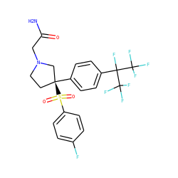NC(=O)CN1CC[C@](c2ccc(C(F)(C(F)(F)F)C(F)(F)F)cc2)(S(=O)(=O)c2ccc(F)cc2)C1 ZINC001772640597