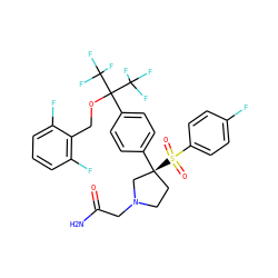 NC(=O)CN1CC[C@](c2ccc(C(OCc3c(F)cccc3F)(C(F)(F)F)C(F)(F)F)cc2)(S(=O)(=O)c2ccc(F)cc2)C1 ZINC001772589983