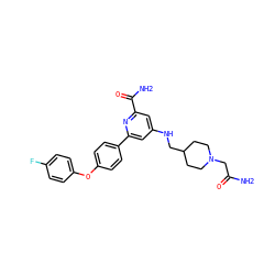NC(=O)CN1CCC(CNc2cc(C(N)=O)nc(-c3ccc(Oc4ccc(F)cc4)cc3)c2)CC1 ZINC000114592863