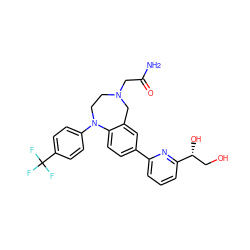 NC(=O)CN1CCN(c2ccc(C(F)(F)F)cc2)c2ccc(-c3cccc([C@H](O)CO)n3)cc2C1 ZINC000473118016