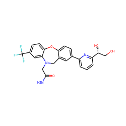 NC(=O)CN1Cc2cc(-c3cccc([C@H](O)CO)n3)ccc2Oc2ccc(C(F)(F)F)cc21 ZINC000473122774