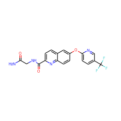 NC(=O)CNC(=O)c1ccc2cc(Oc3ccc(C(F)(F)F)cn3)ccc2n1 ZINC001772608703