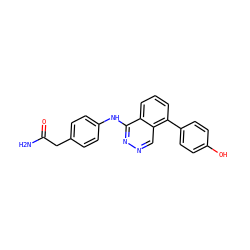 NC(=O)Cc1ccc(Nc2nncc3c(-c4ccc(O)cc4)cccc23)cc1 ZINC000073219166